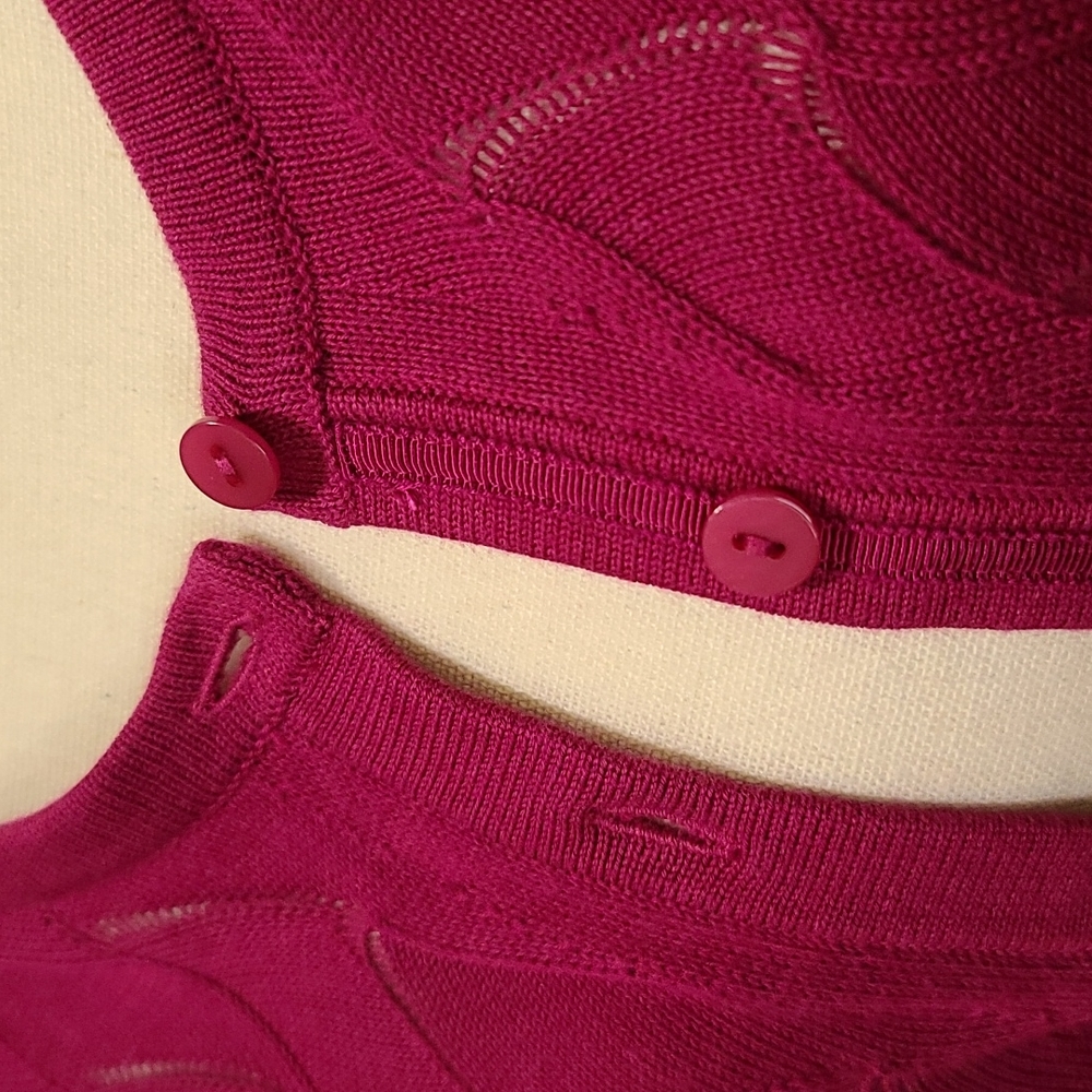 Talbots Cardigan Raspberry Medium - Picture 7 of 9